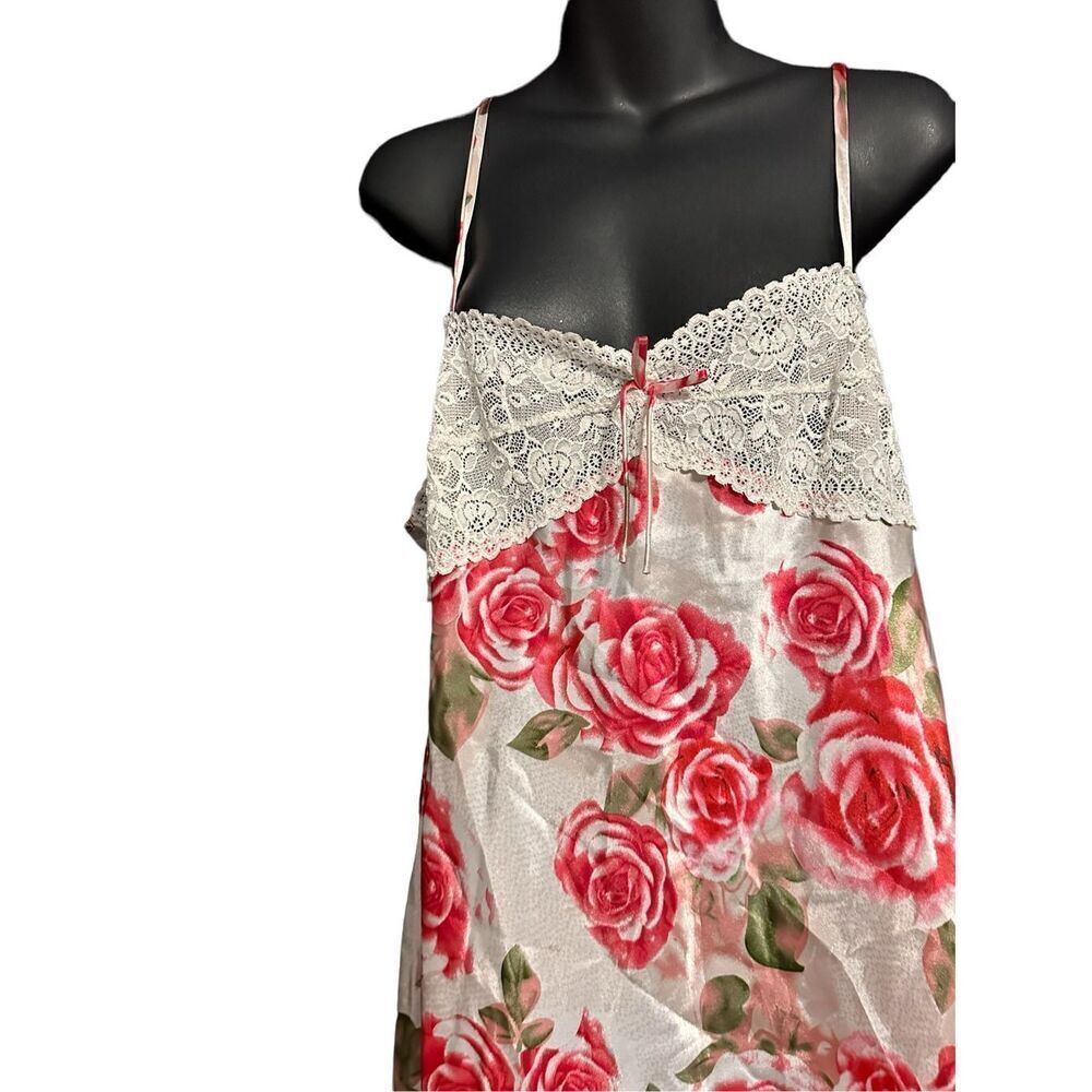 Beautiful Morgan Taylor Intimates Floral Lace Satin Babydoll Nightgown Size Medi - Picture 2 of 8